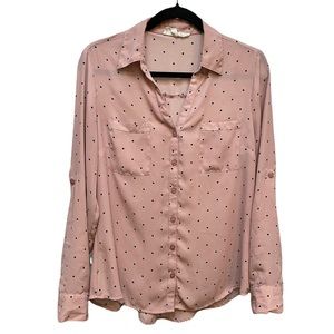 Sweet Wanderer pink polka dot blouse